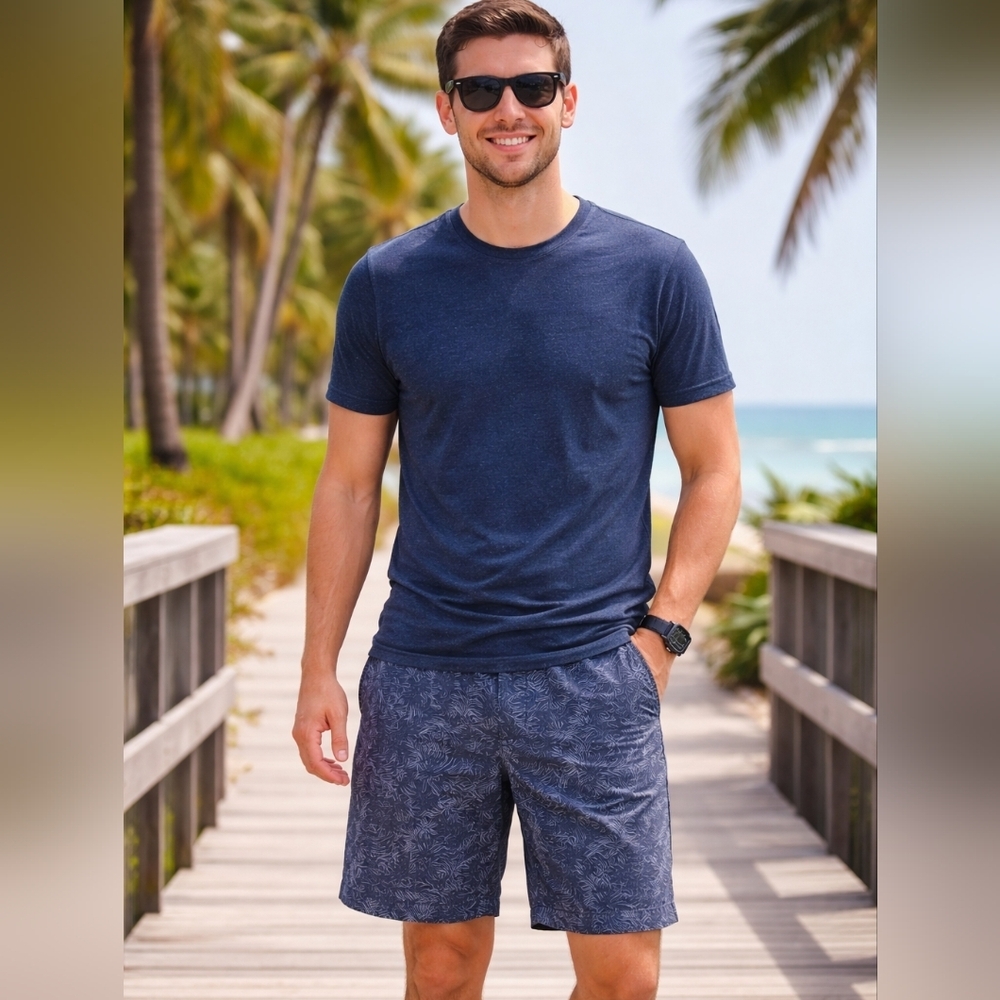 St JHON'S BAY Men's Shorts Size 38 Navy Blue whiteLeaves New Retail $40